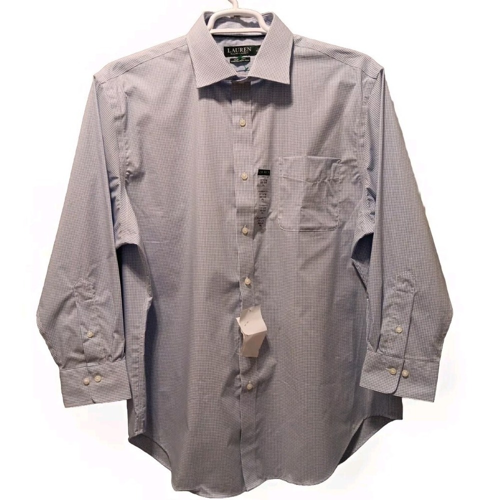 New Ralph Lauren Shirt Size 17.5 (XL) Blue Plaid Button Down  Lightweight NWT